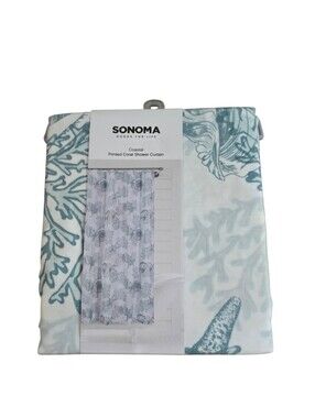 Sonoma Coastal Coral Seashell Shower Curtain 70x72 NWT Beach Ocean